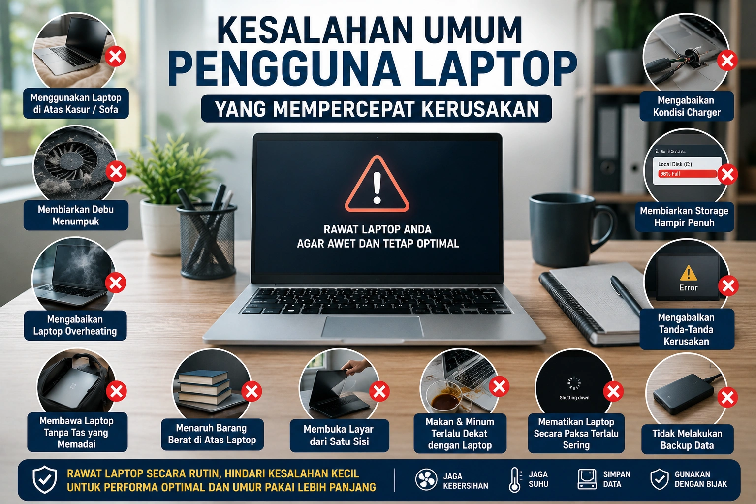 Kesalahan Umum Pengguna Laptop yang Mempercepat Kerusakan