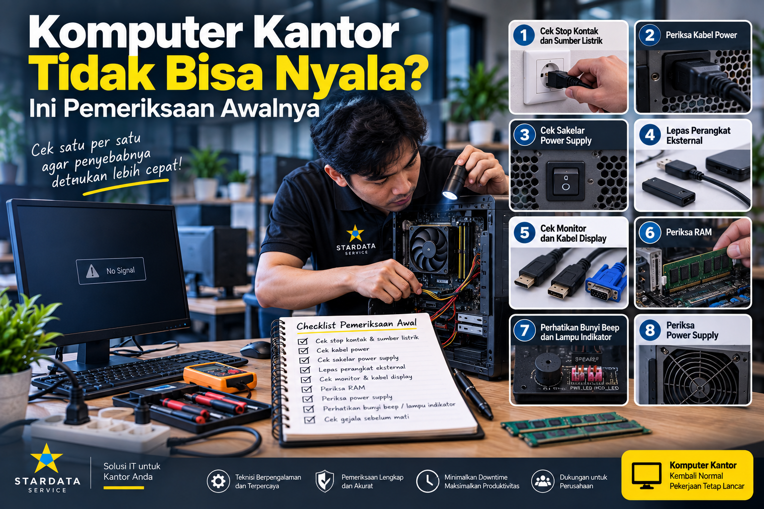 Komputer Kantor Tidak Bisa Nyala? Ini Pemeriksaan Awalnya